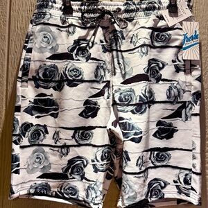 Fresh Prints of Bel-Air Rose Print Shorts – Black & White – Men’s Large – NWT